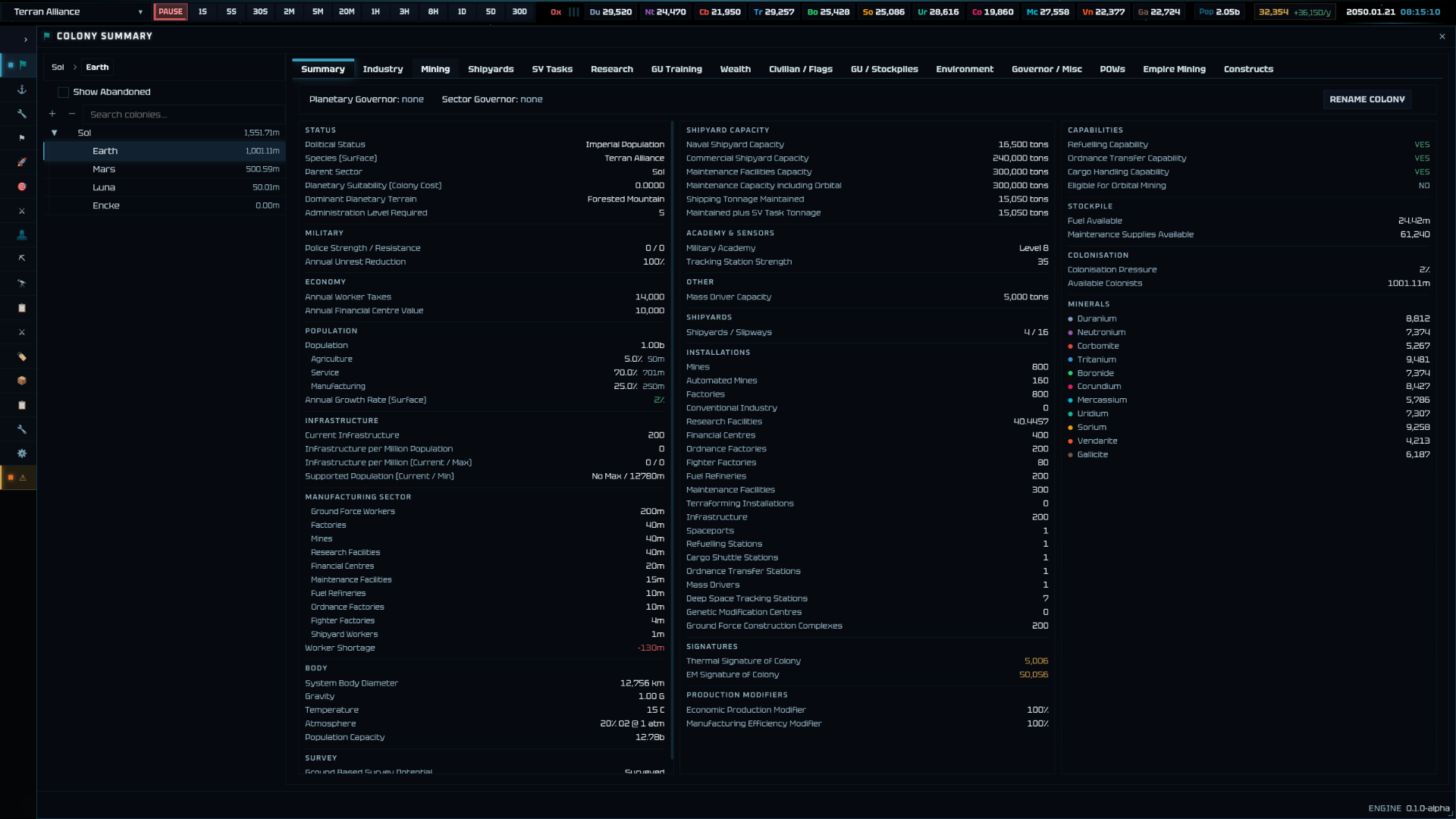 Colony Summary