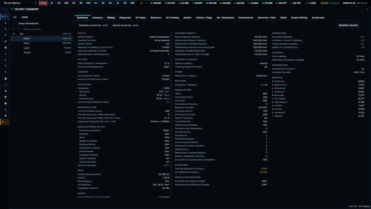 Colony Summary